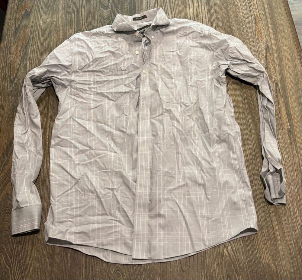 Eddie Bauer Mens Button-Down Shirt Long Sleeve Relaxed Fit Plaid Gray Size M